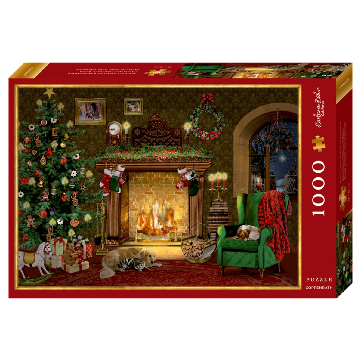 Coppenrath 95404 - Barbara Behr Edition - Puzzle, Weihnachtliches Kaminzimmer (1000 Teile)