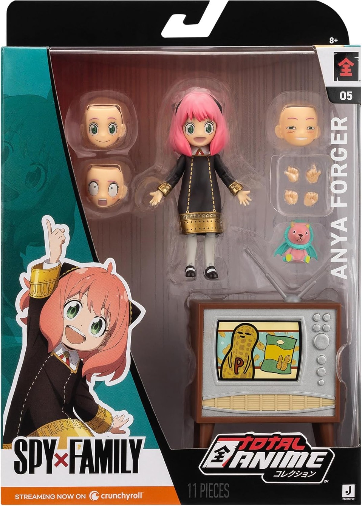 Jazwares KAZ0005 - total Anime - Spy x Family - Anya Forger Spielfigur mit austauschbaren Körperteilen, 16,5 cm