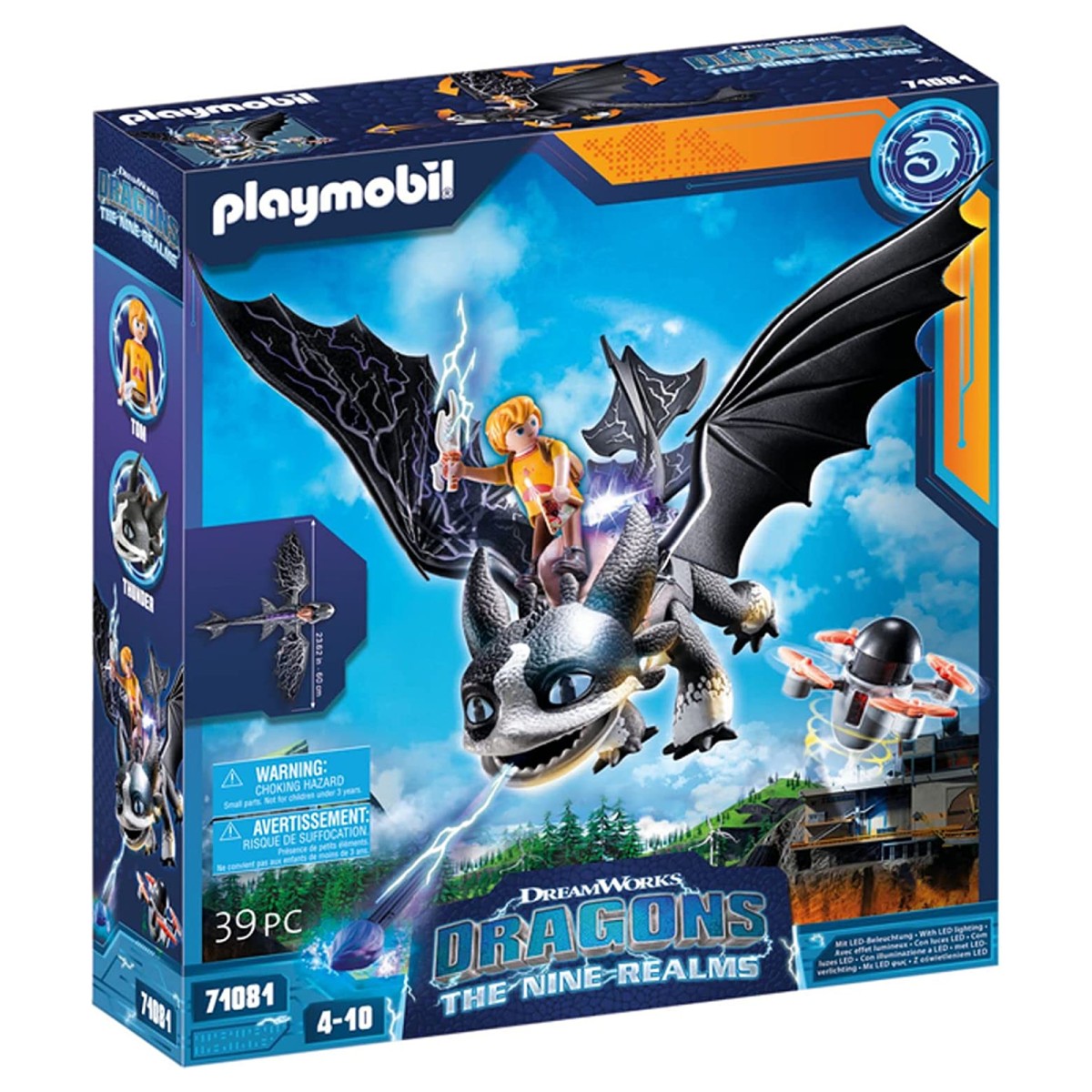 PLAYMOBIL® 71081 - Dreamworks Dragons - The Nine Realms - Thunder und Tom mit Schussfunktion und Lichtmodul