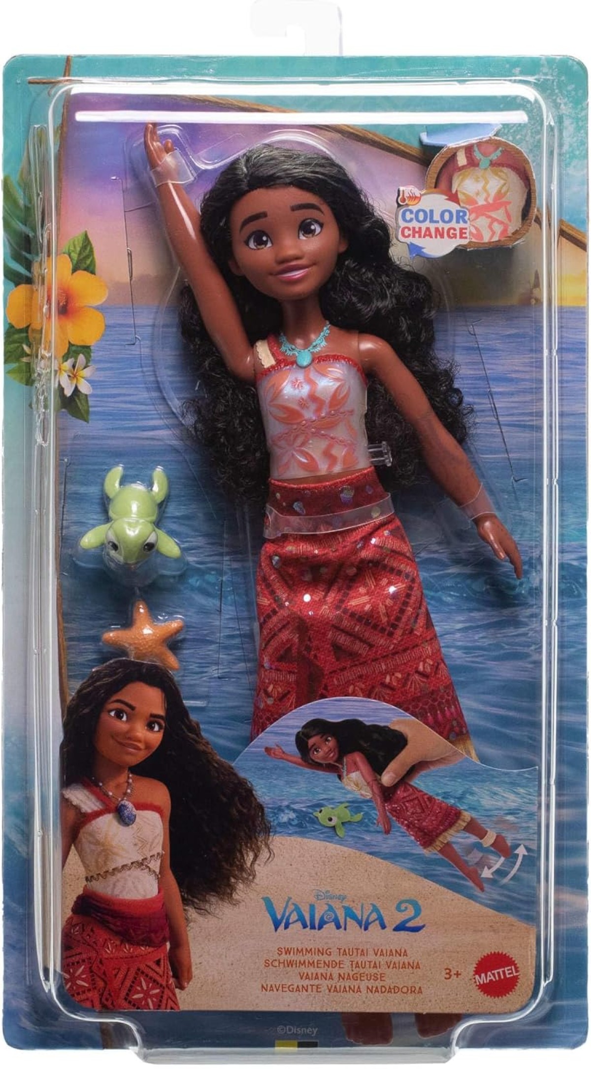 Mattel JFF09 - Disney - Vaiana 2 - Schwimmende Tautai Vaiana-Modepuppe