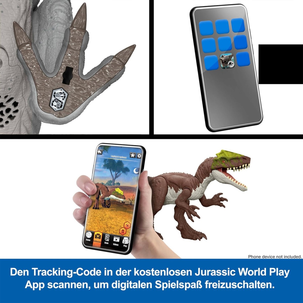 Mattel JKL76 - Jurassic World - Wild Roar Dinosaurier Figur mit Sound, Angriffsfunktion und App-Funktion 30,5 cm