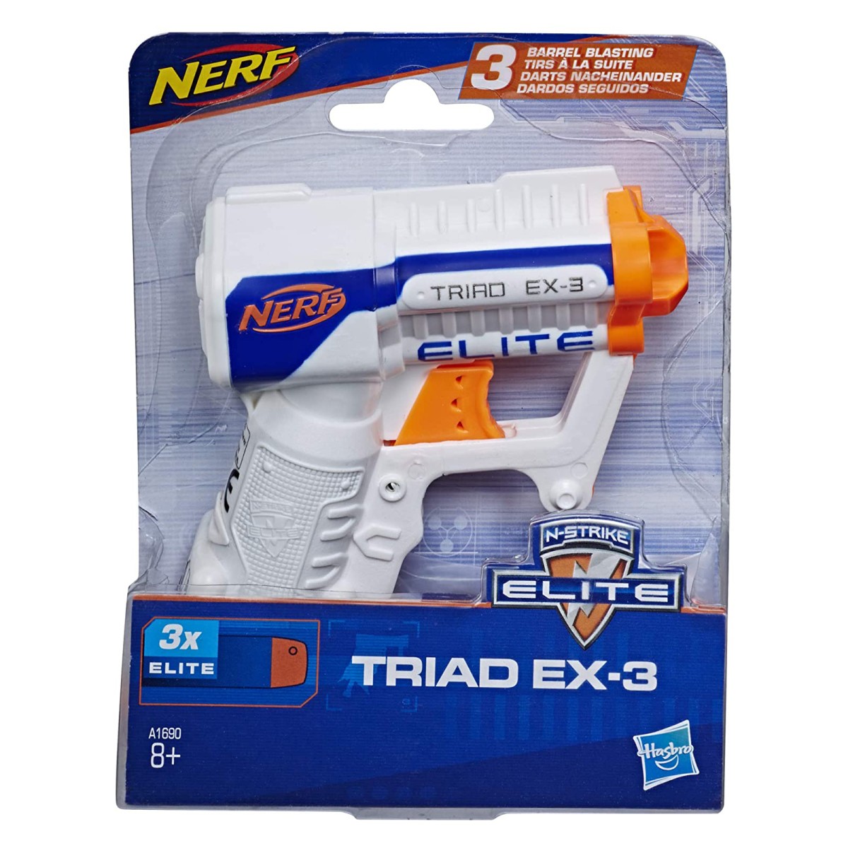 Hasbro A1690 - Nerf - Elite - Triad EX-3 - Spielzeugblaster mit 3 N-Strike Elite Darts