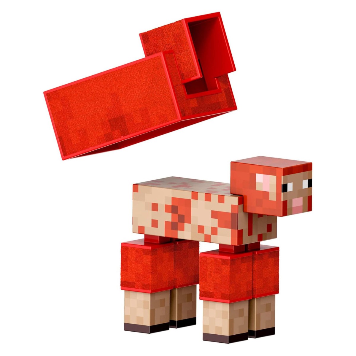 Mattel JCV22 - Minecraft - Mojang Studios - Diamond Level - rotes Schaf Actionfigur, ca. 9 cm mit 3 Zubehörteilen