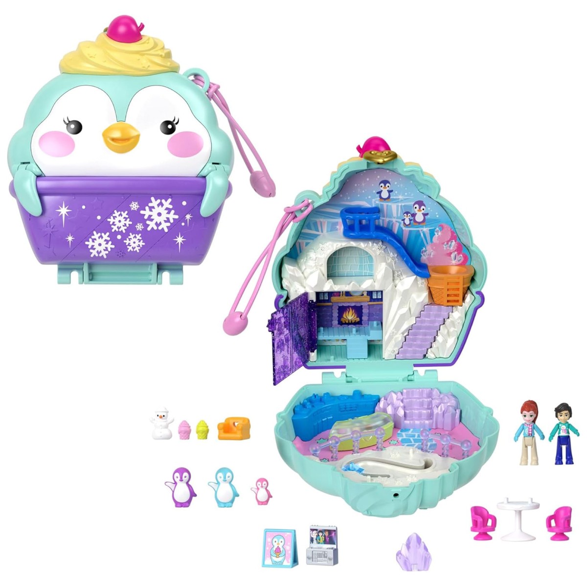 Mattel HRD34 - Polly Pocket - Winterliche-Pinguin Schatulle