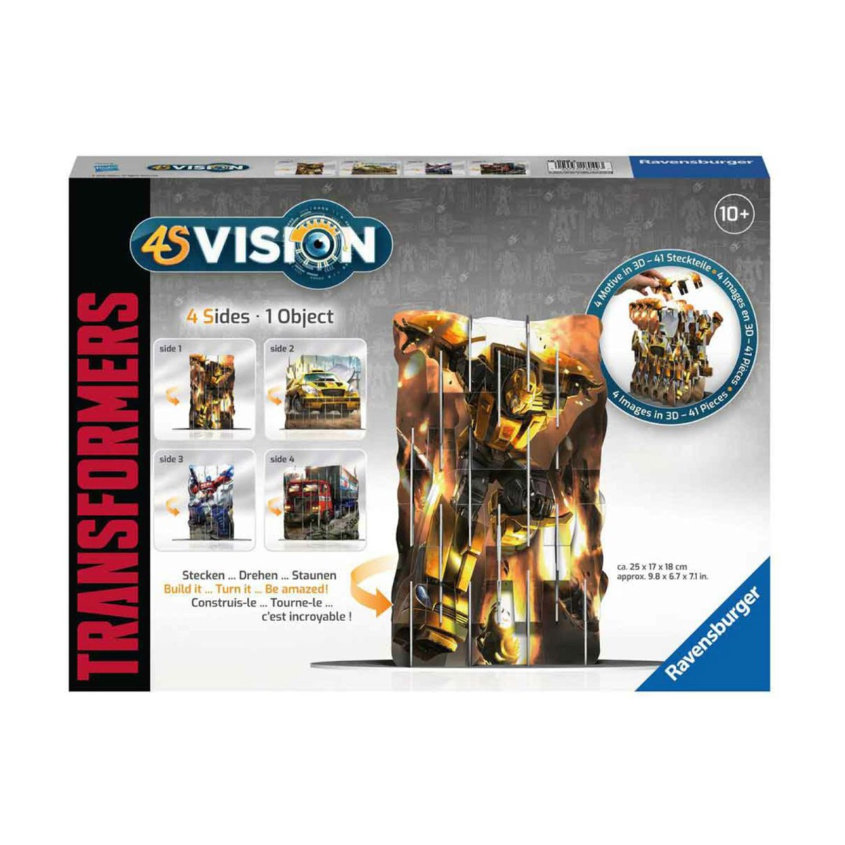 Ravensburger 18049 - 4S Vision - Transformers - 3D Steck-Puzzle mit 4er Motiv-Ansicht