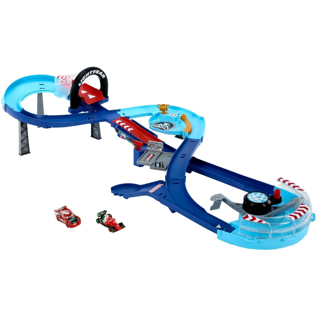 Mattel HXJ32 - Disney Pixar Cars - Global Racers Cup Sprung-Rennstrecke Trackset – Der ultimative Rennspaß!