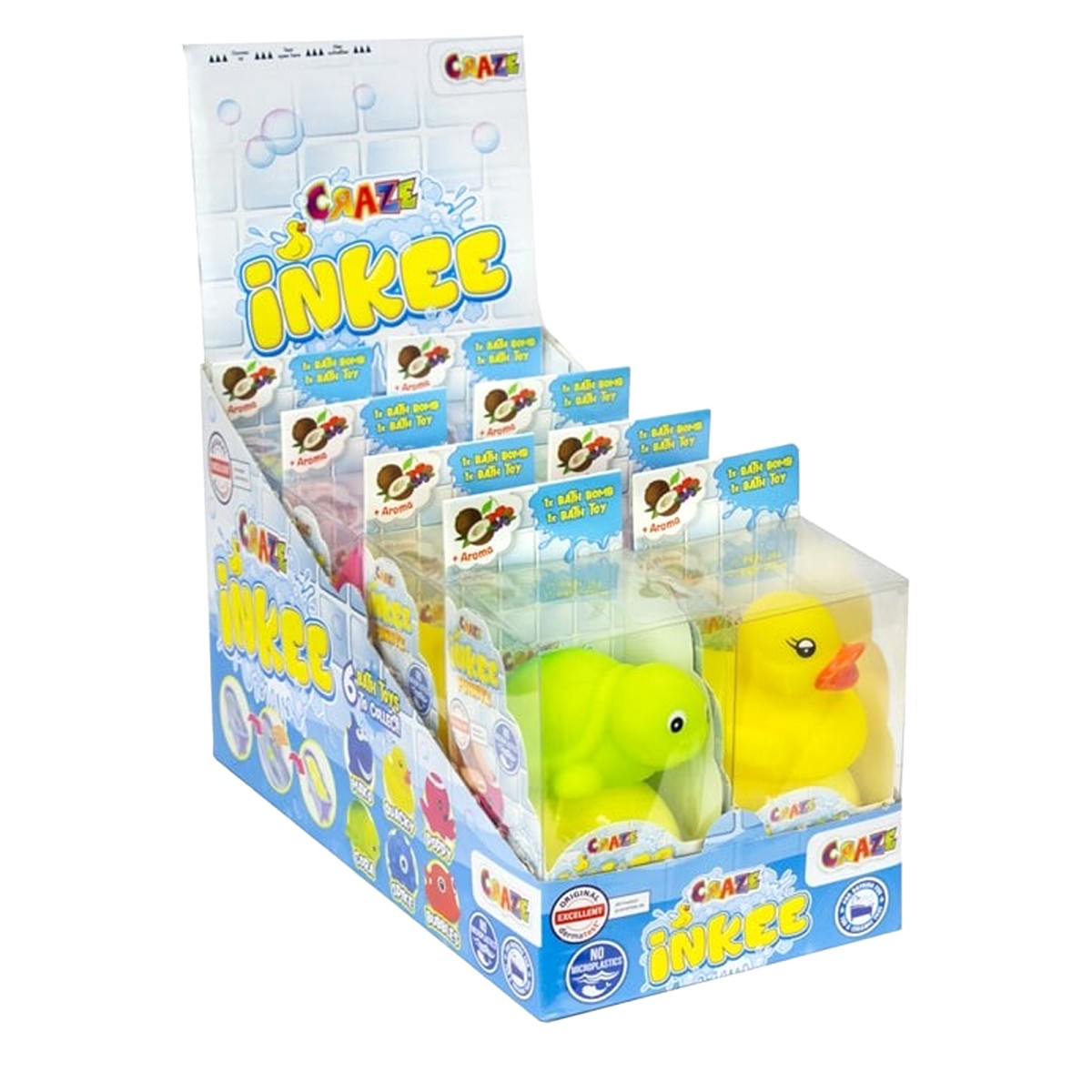 CRAZE 28568 BUNDLE sort. - INKEE Funnyz - Badekugel und Wasser-Spritztier, mehrf. sort., 8 Stück im Display