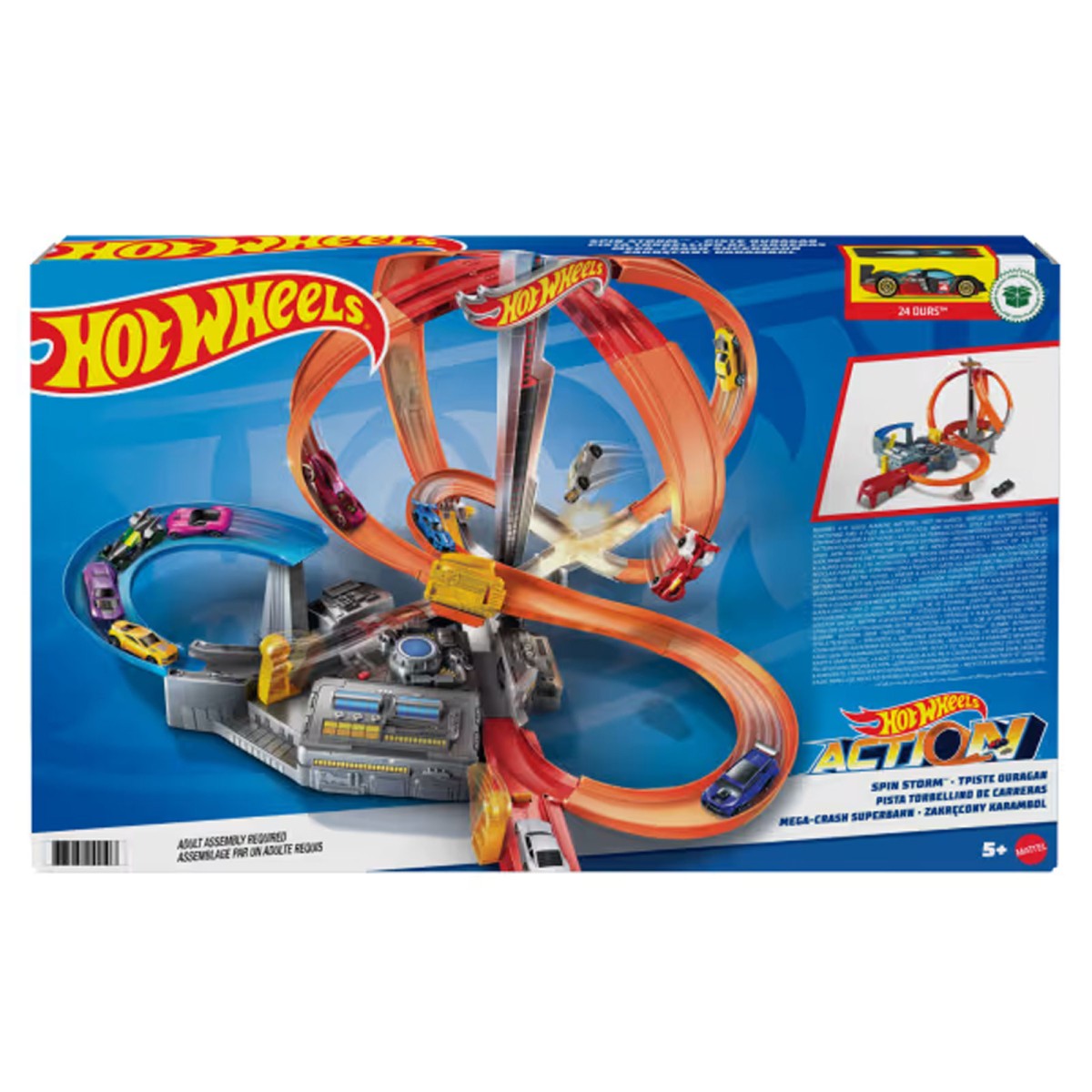 Mattel CDL45 - Hot Wheels - Trackset Mega-Crash Superbahn – Adrenalin pur! (1 Fahrzeug enthalten)