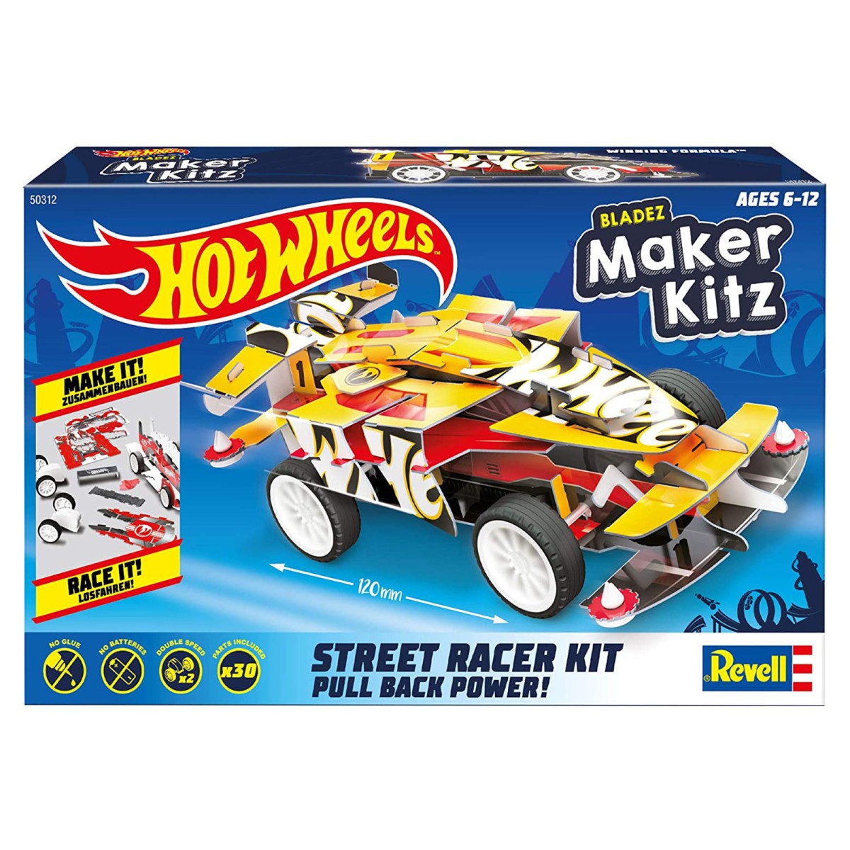 Revell 50312 - Hot Wheels - Blazed Maker Kitz -Winning Formula, Bausatz, Spielzeugauto 1:32, orange, Street Racer