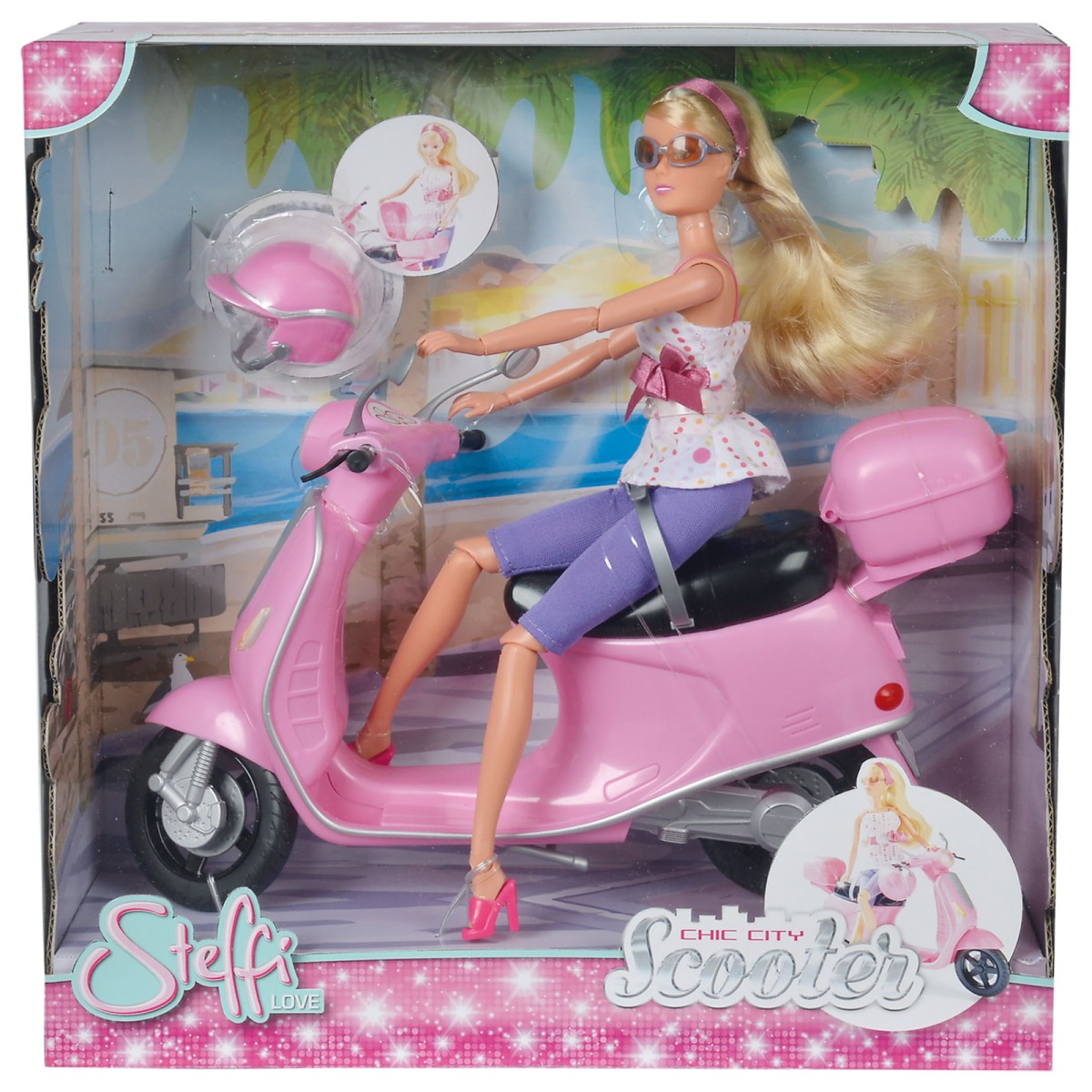Simba 105730282 - Steffi Love - Chic City Scooter - Roller, pink, Puppe mit Zubehör