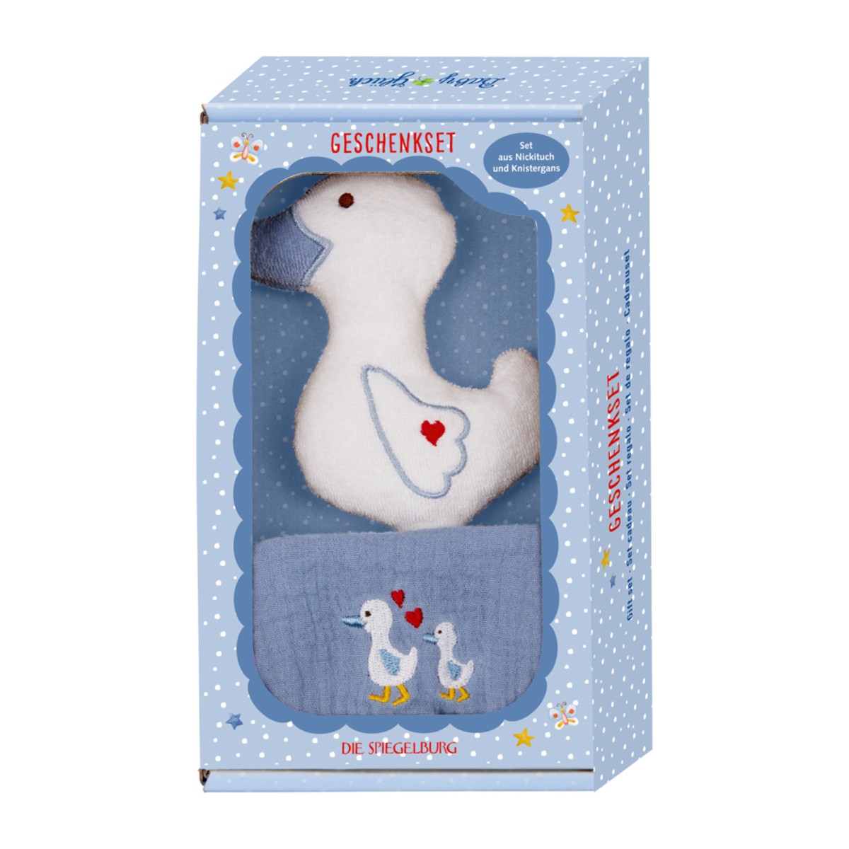 Coppenrath 18735 - Die Spiegelburg - Baby Glück - Geschenkset Gans, hellblau