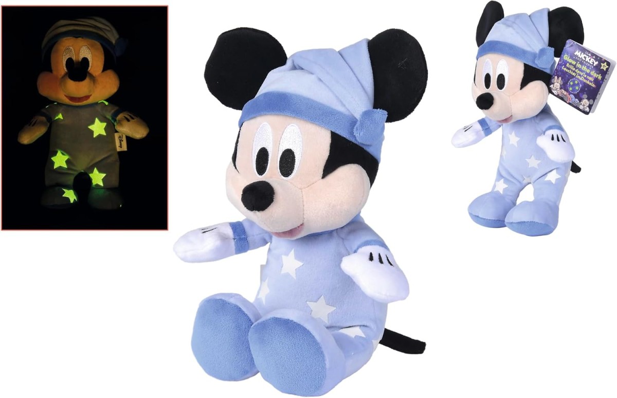 Simba 6315870349 - Disney Mickey Mouse - Gute Nacht Mickey, Plüschfigur, 25 cm , Glow in the Dark