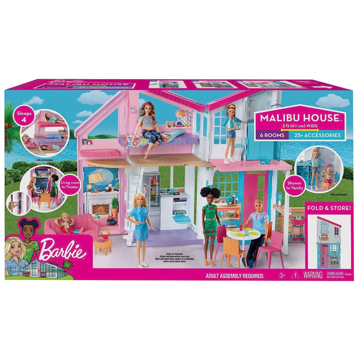 Mattel FXG57 2.Wahl - Barbie - Malibu Haus mit Zubehörteilen