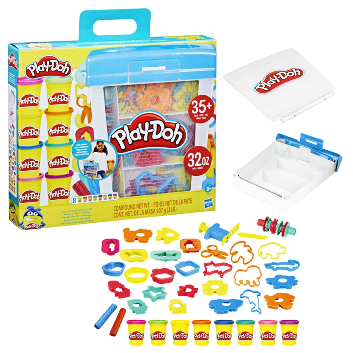 Hasbro F3605 - Play-Doh - Knetkoffer für unterwegs inkl. 8 Knetdosen in verschiedenen Farben