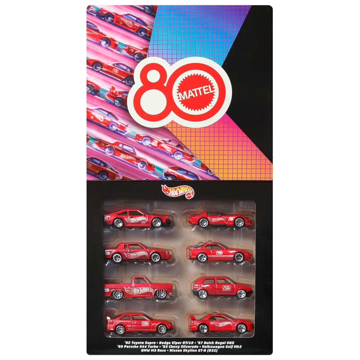 Mattel JGK09 - Hot Wheels - 80th Anniversary - Fahrzeuge, 8er Pack