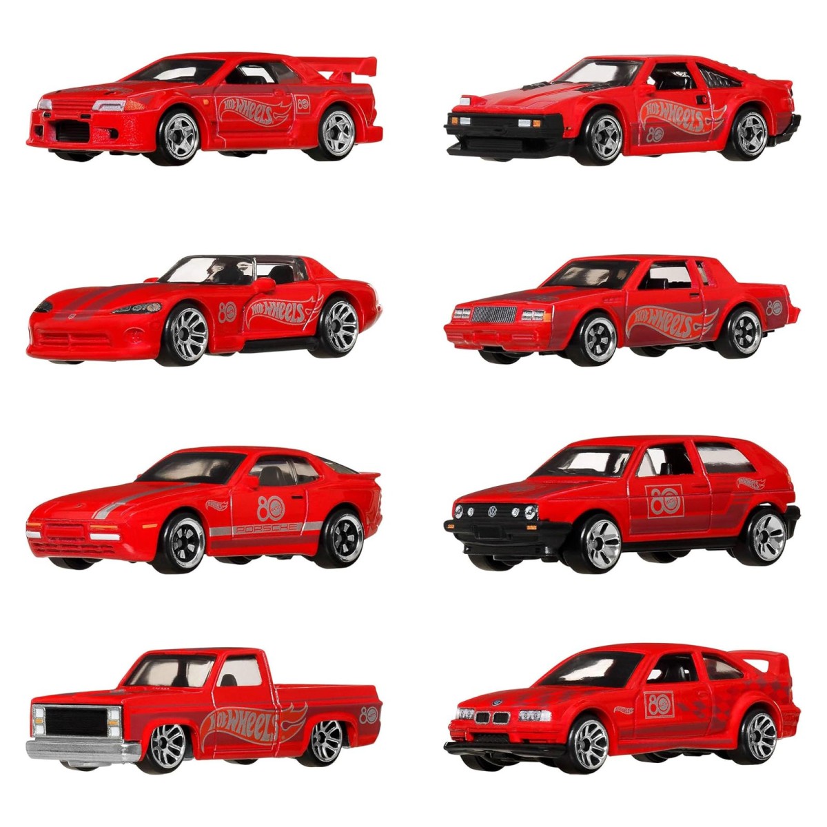 Mattel JGK09 - Hot Wheels - 80th Anniversary - Fahrzeuge, 8er Pack