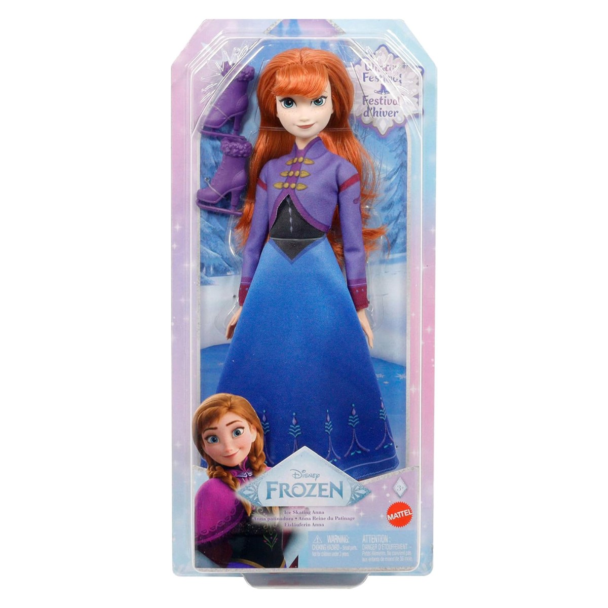 Mattel JBG54 - Disney Frozen - Eisläuferin Anna, Puppe mit Schlittschuhen