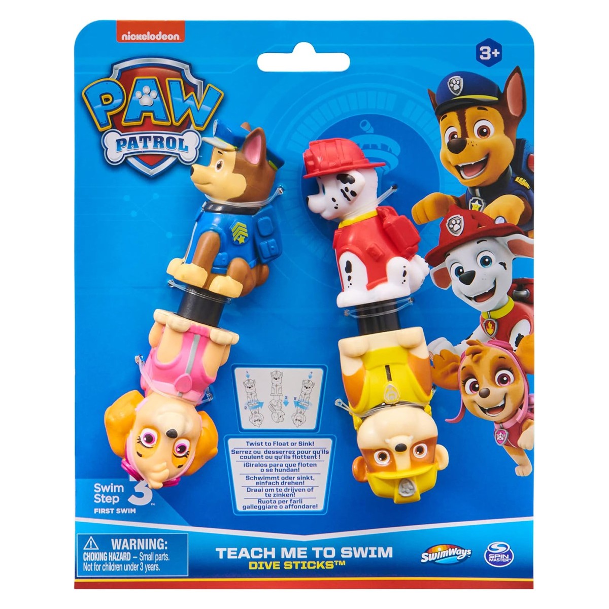Spin Master 6060383 (20130242) - Paw Patrol - Tauchspielzeug 2er-Set – Schwimm- & Tauchsticks – Drehen für Schwimm- oder Sinkmodus