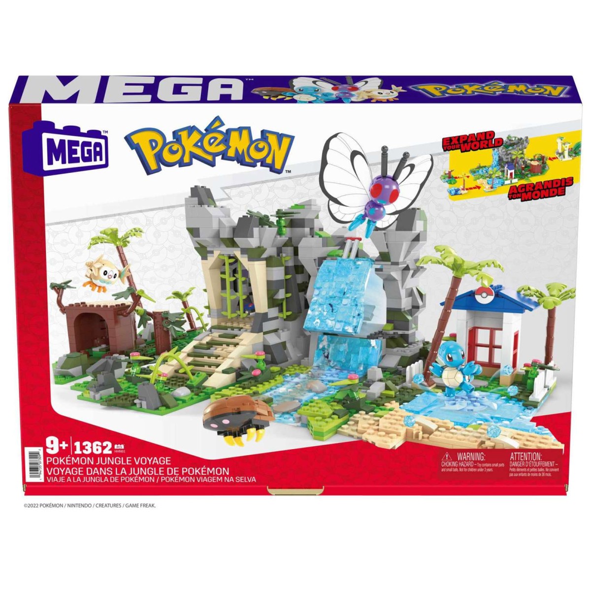 Mattel HHN61 - Mega - Pokémon - Ultimatische Dschungelexpedition, Bausatz 1347 Teile