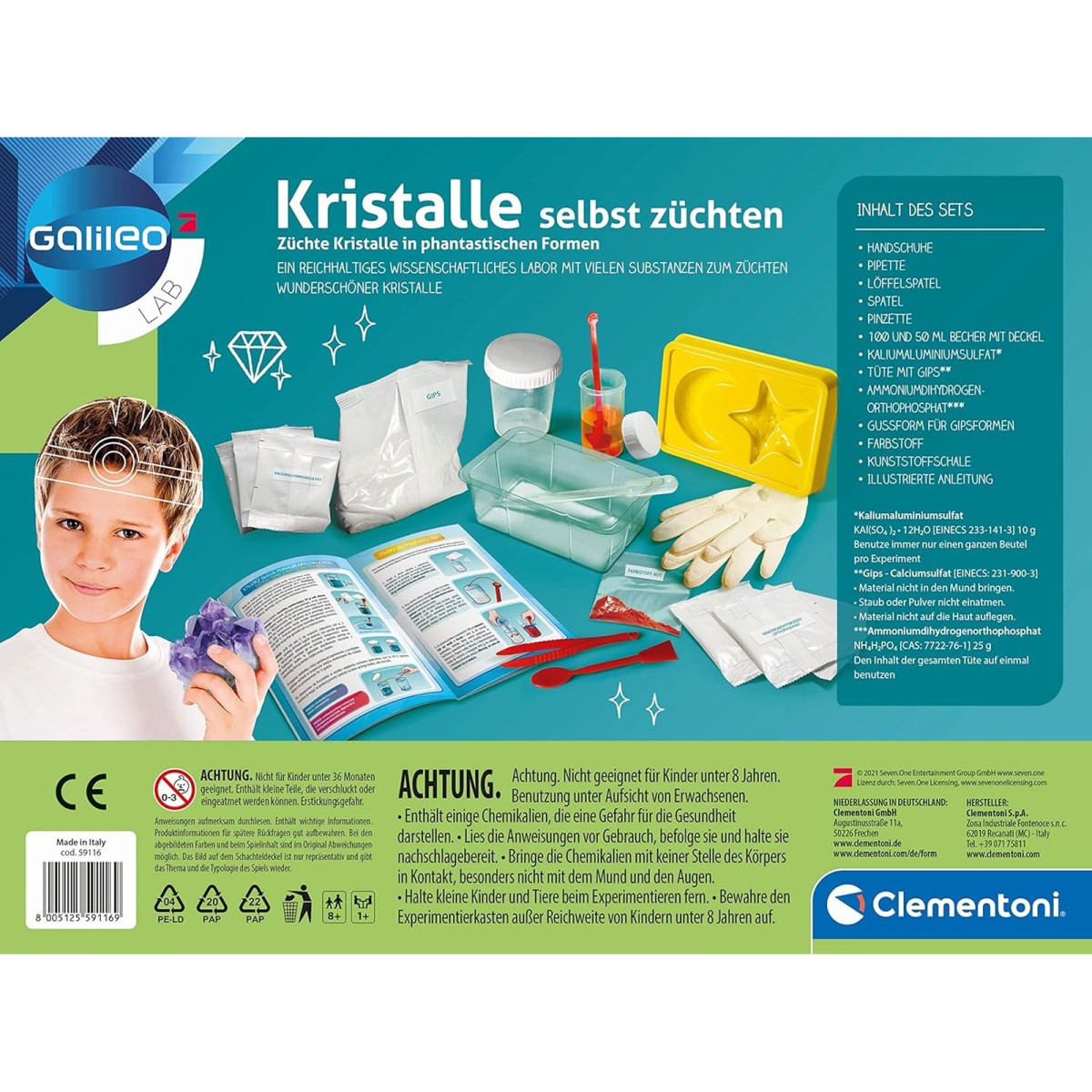 Clementoni Lab-Formine Set, Labor Kristalle, Experimente Wissenschaft