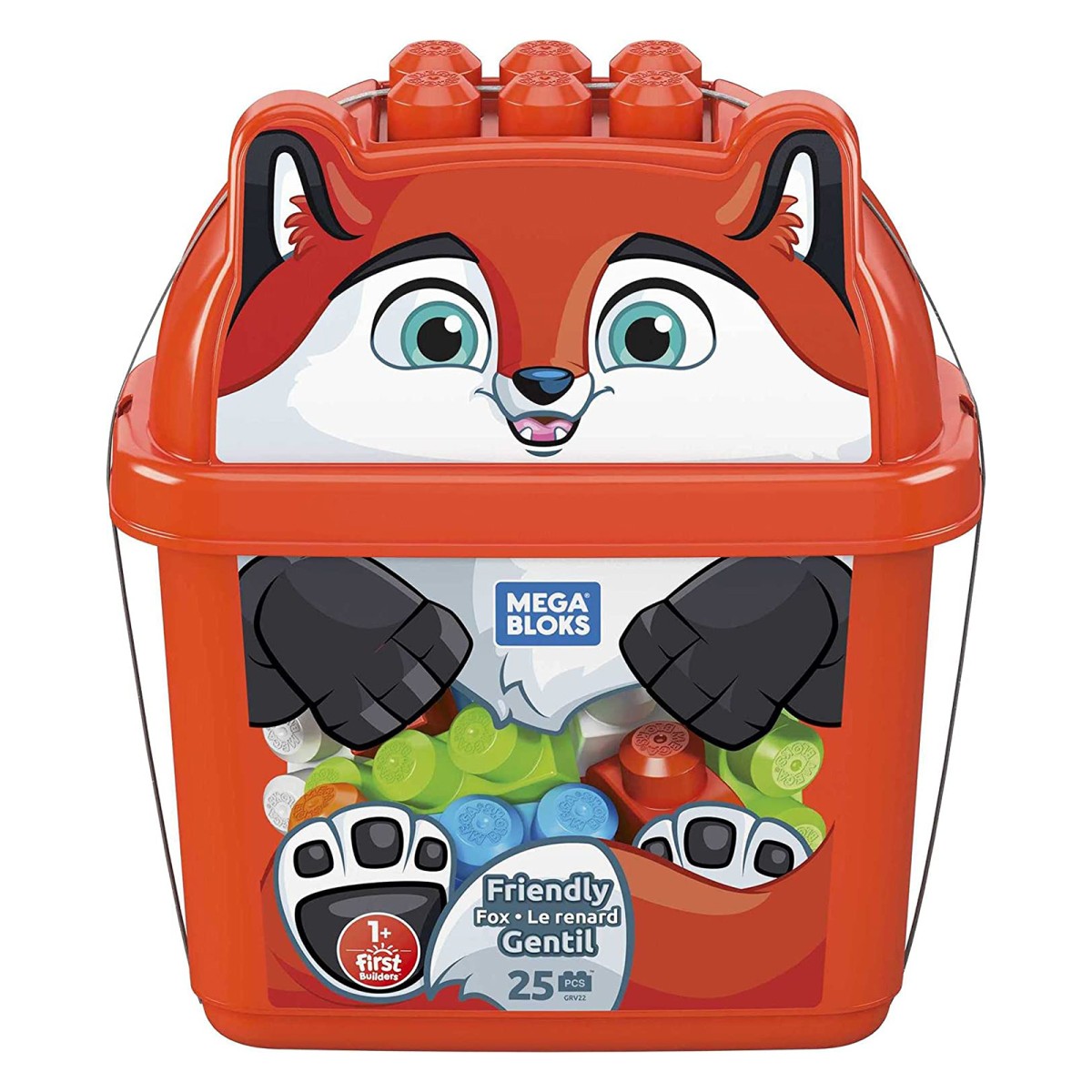Mattel GRV22 - Mega Bloks - First Builders - Bausteine, 25 Teile, Fuchs