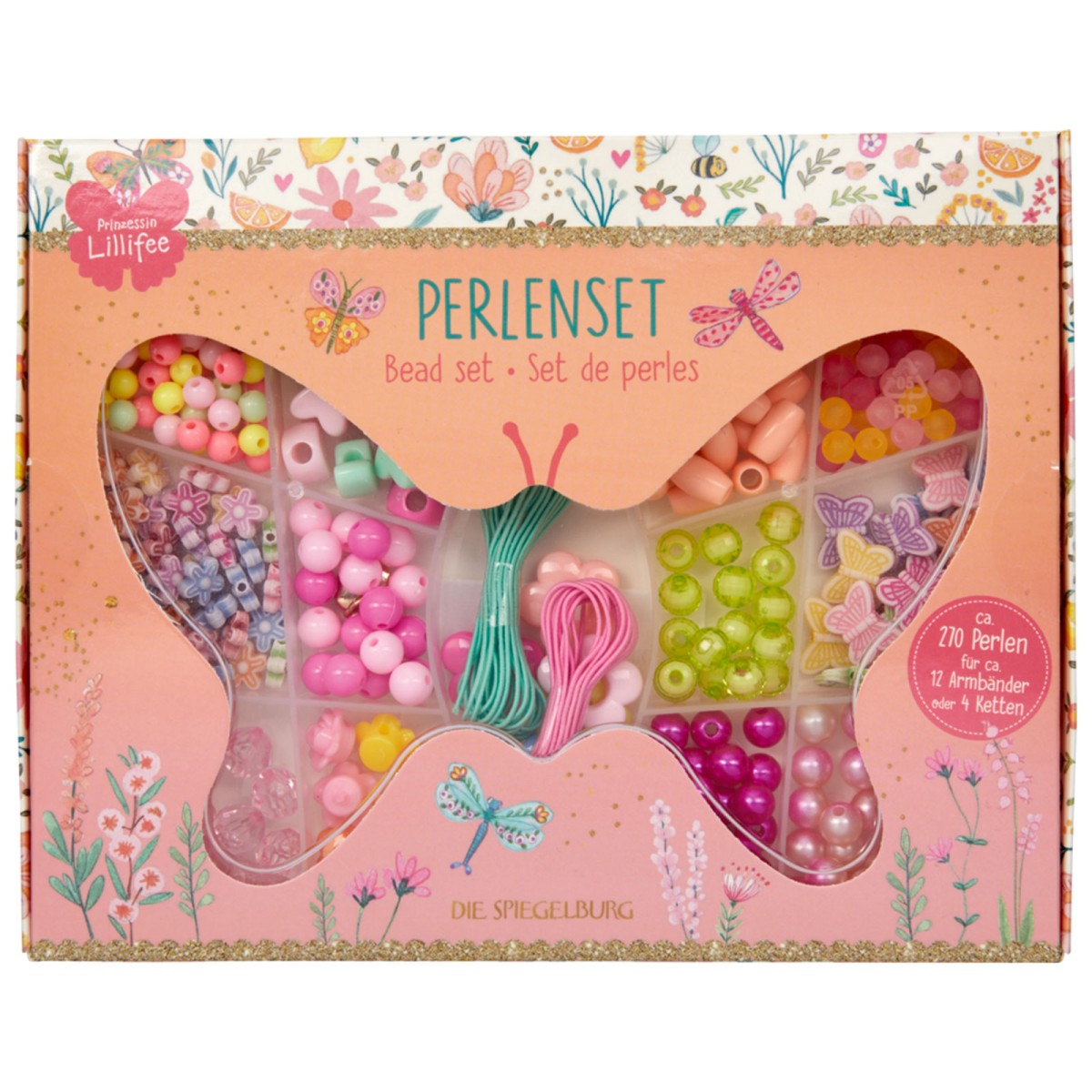 Coppenrath 22402 - Die Spiegelburg - Prinzessin Lillifee - Perlenset, in Schmetterlingsdose