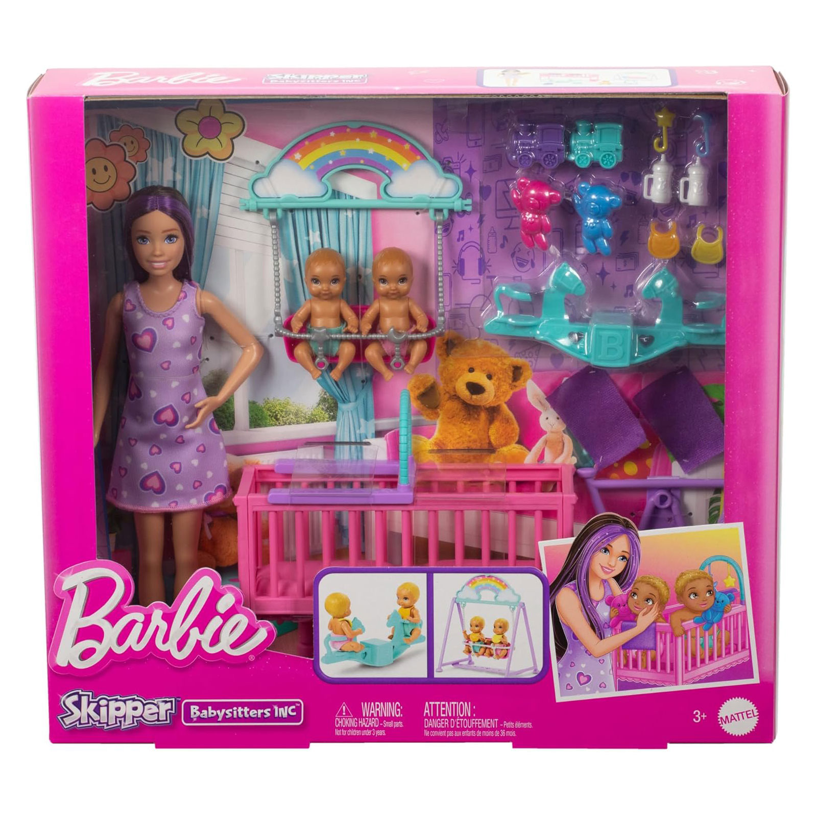 Mattel HXM99 - Barbie - Skipper Babysitters Inc - Kinderzimmerspielset mit Puppen und Zubehör