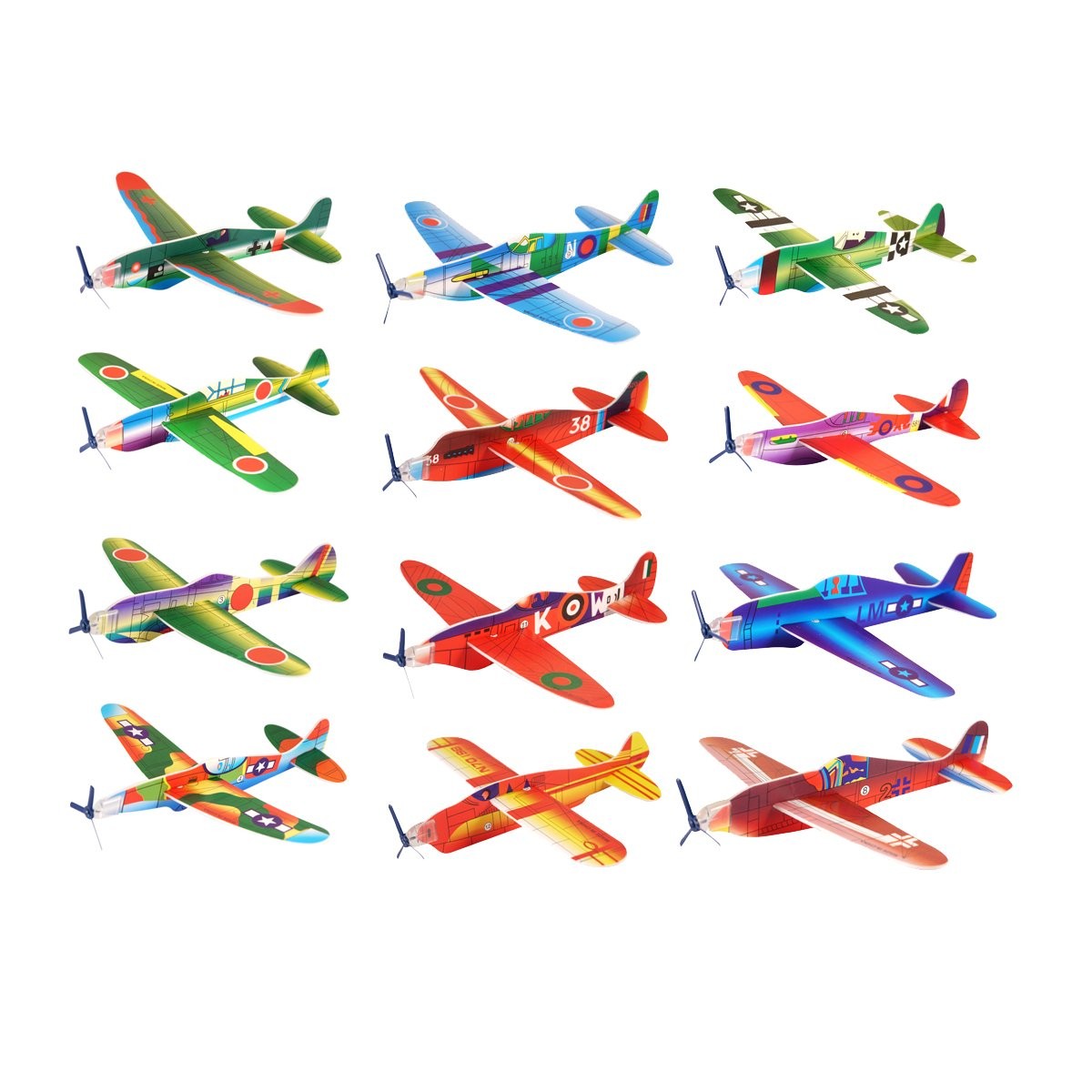 Outless 11927300 BUNDLE - Power Prop Flying Gliders - 12 Styropor-Flieger zum Zusammenbauen, 12 verschiedene Designs