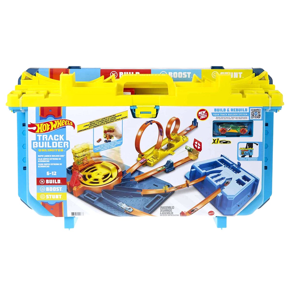 Mattel GVG11 - Hot Wheels - Track Builder Unlimited - Schnellstarter-Box mit einem Fahrzeug