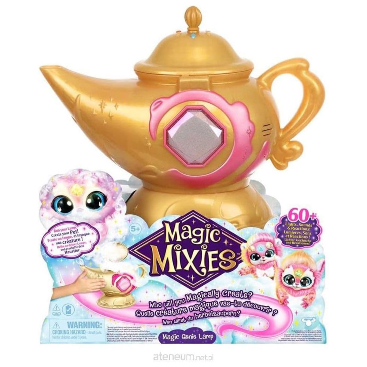 Moose Toys 14834 - Magic Mixies - Wunderlampe, interaktive Plüschfigur mit Licht und Sound, 20 cm, rosa