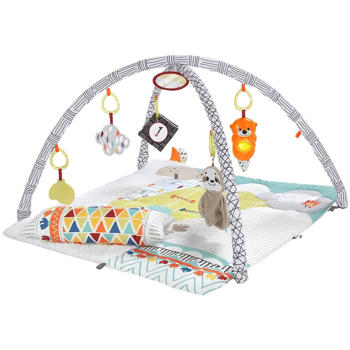 Mattel HBB74 - Fisher-Price - 5 Sinne - Krabbeldecke, kuschlige Spieldecke