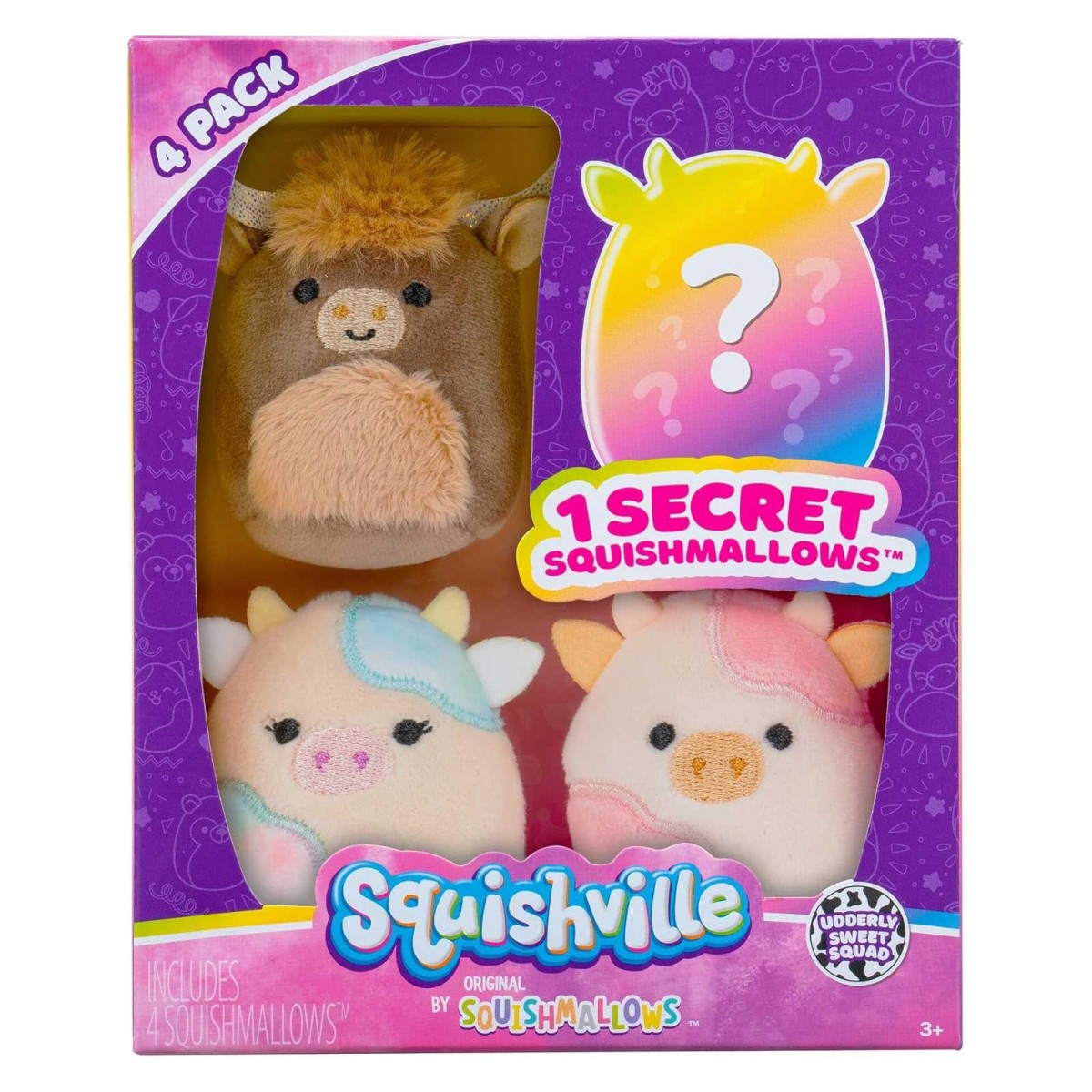 Jazwares SQM0384 - Squishmallows - Squishville Kuh Squad 4er Pack, 5 cm