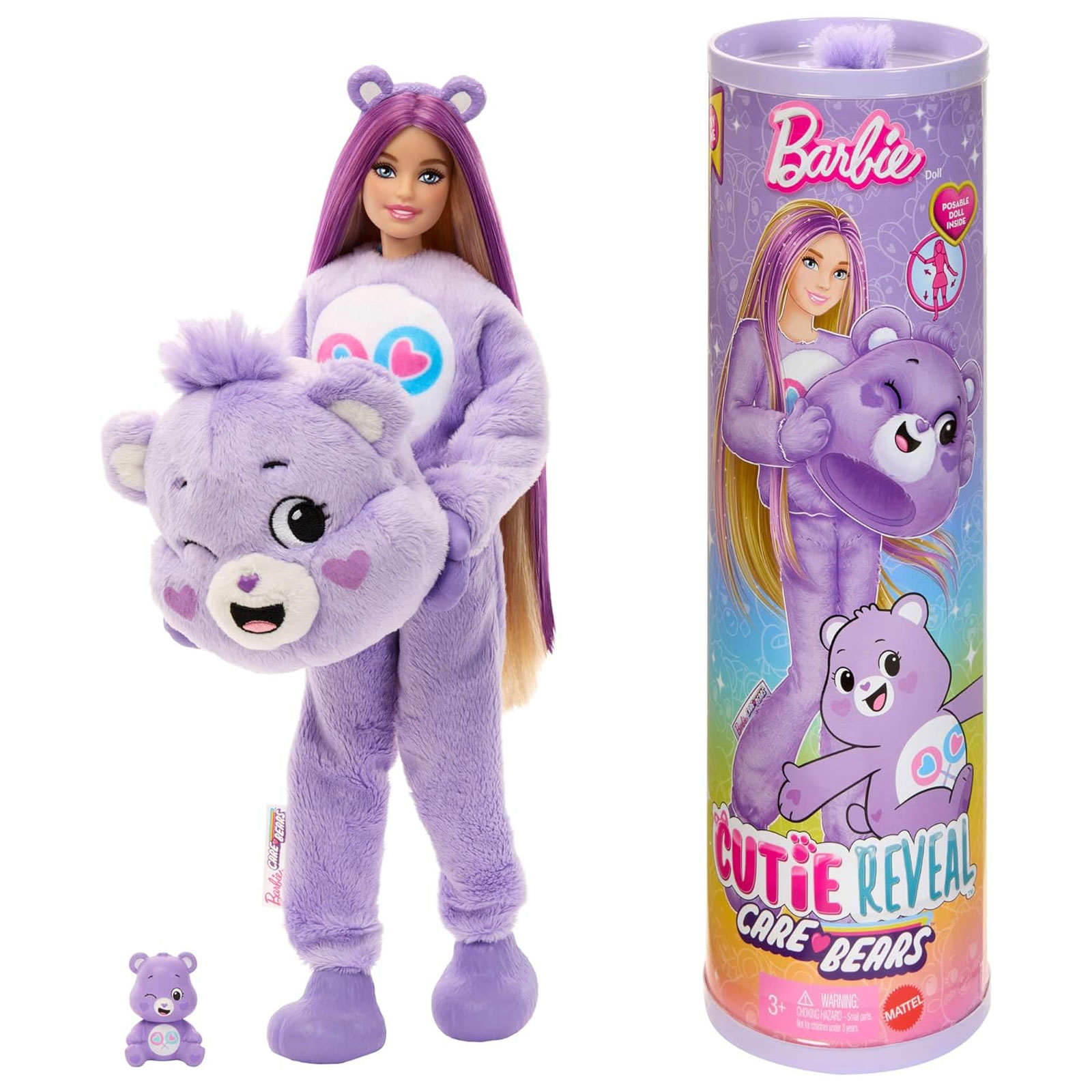 Mattel JCN94 - Barbie - Cutie Reveal - Care Bears - Glücksbärchis - Puppe mit Teile-gern-Bärchi-Kostüm und 10 Überraschungen