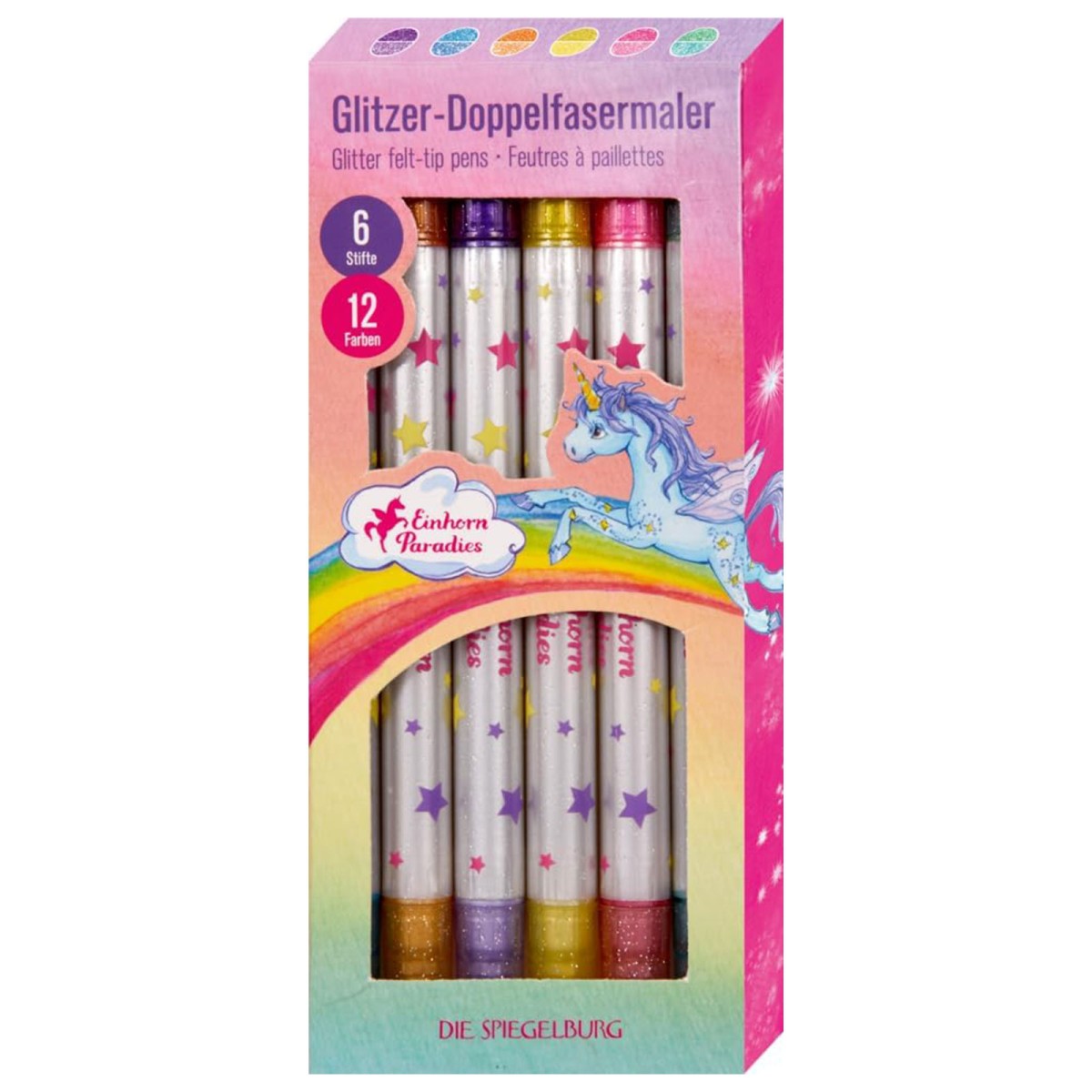 Coppenrath 22366 - Die Spiegelburg - Einhorn-Paradies - Glitzer-Doppelfasermaler