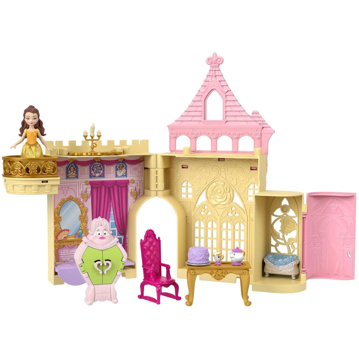Mattel HPL52 - Disney Princess - Steck- und Stapelschlösser: Belle's Schloss, Spielset mit 8 Teilen