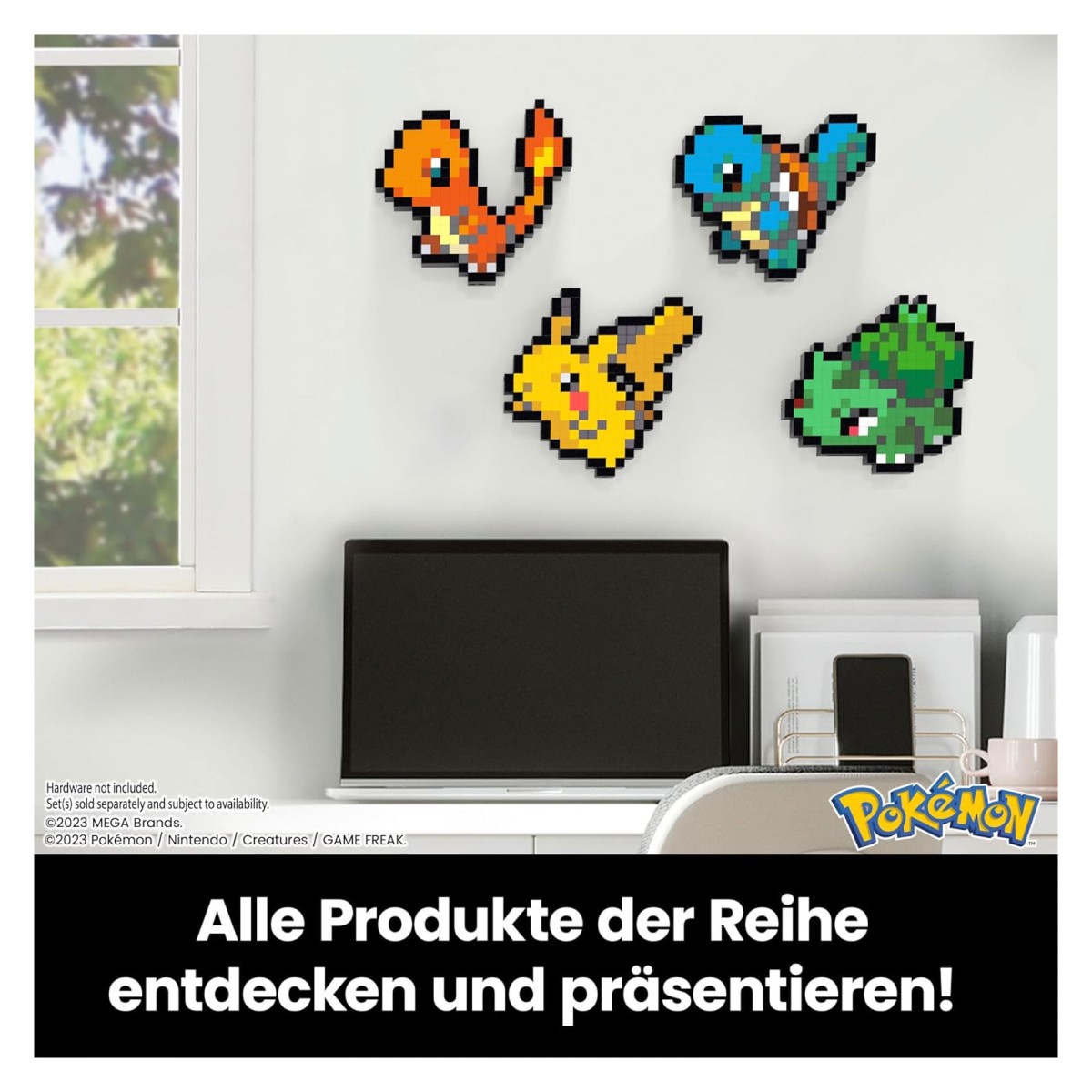Mattel HTH75 - Mega - Pokémon - Bisasam Pixel Art Bauset, 374 Teile