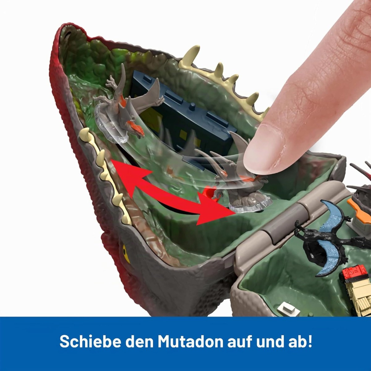 Mattel JLD24 - Jurassic World - Die Wiedergeburt Distortus Rex Abenteuer-Spielset Dinosaurierkopf mit 6 Figuren
