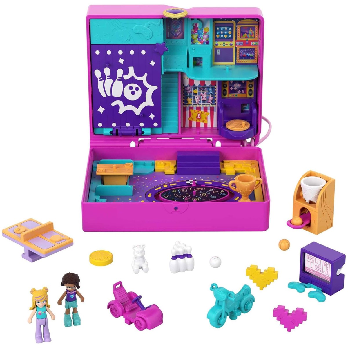 Mattel HCG15 - Polly Pocket - Spielparadies Schatulle, Mini-Spielset, Figuren mit Zubehör