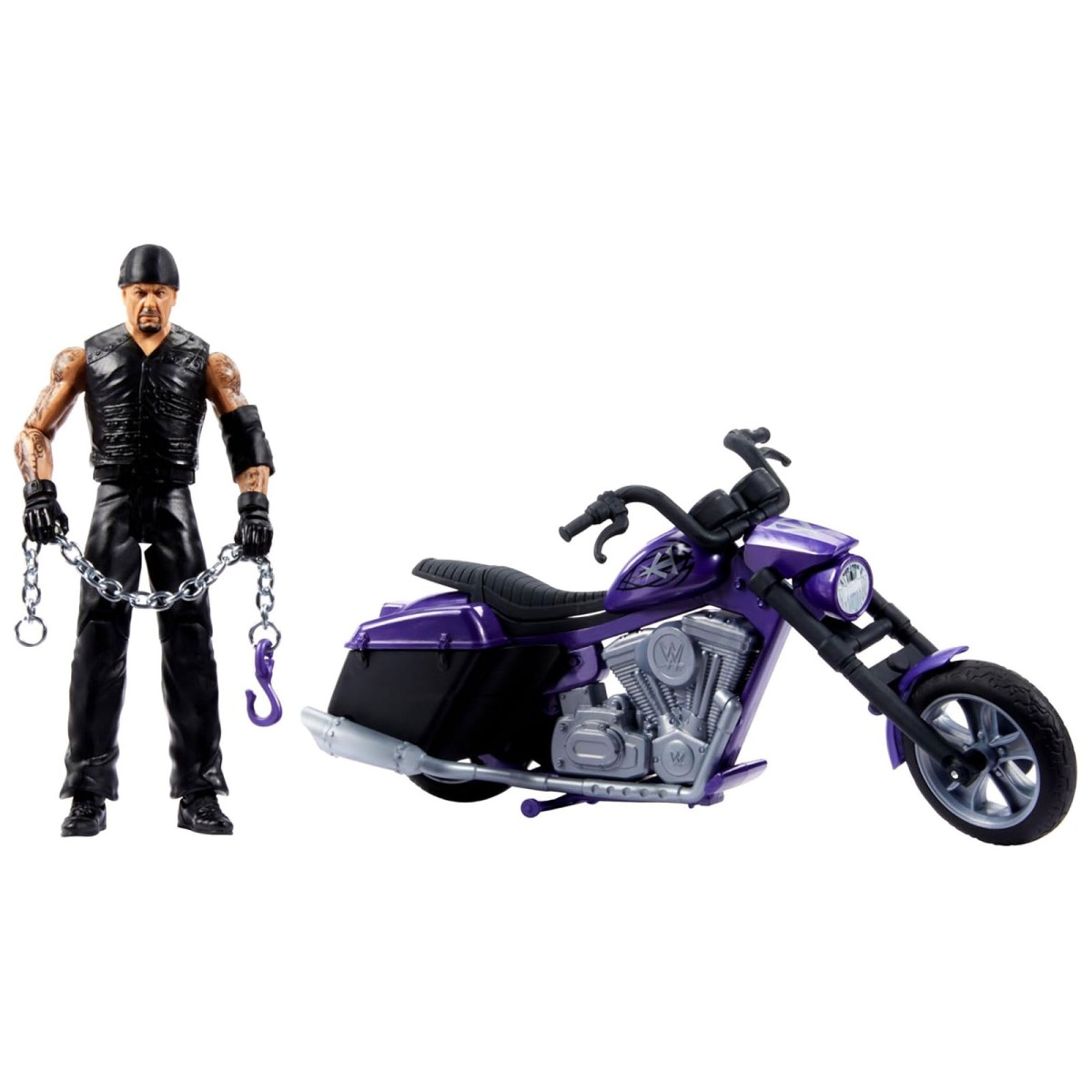 Mattel HTR84 - WWE - Wrekkin Boneyard Slamcycle – Motorrad-Spielset mit Undertaker Actionfigur