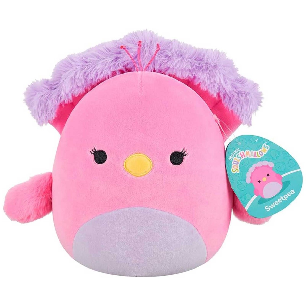 Jazwares SQCR07635 - Squishmallows - Sweetpea der rosa und lila Pfau, 19 cm