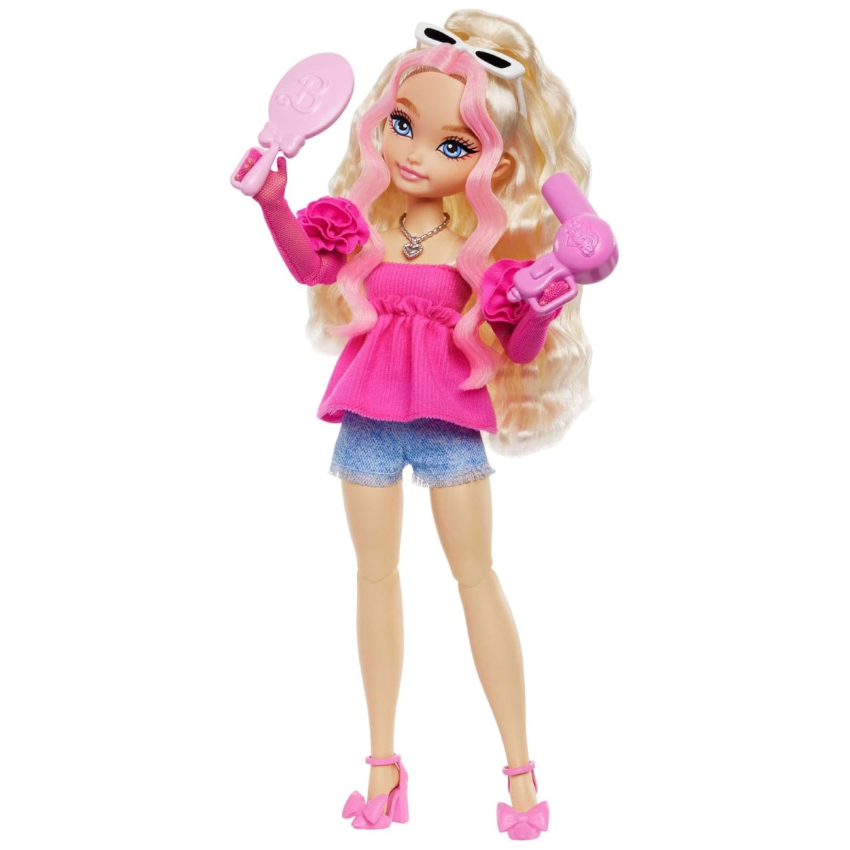 Mattel HYC21 - Barbie - Dream Besties - Malibu Puppe – Modepuppe mit 11 Zubehörteilen