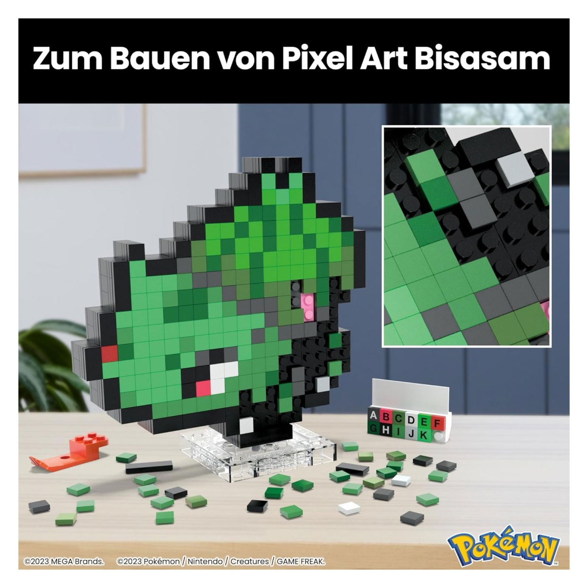 Mattel HTH75 - Mega - Pokémon - Bisasam Pixel Art Bauset, 374 Teile