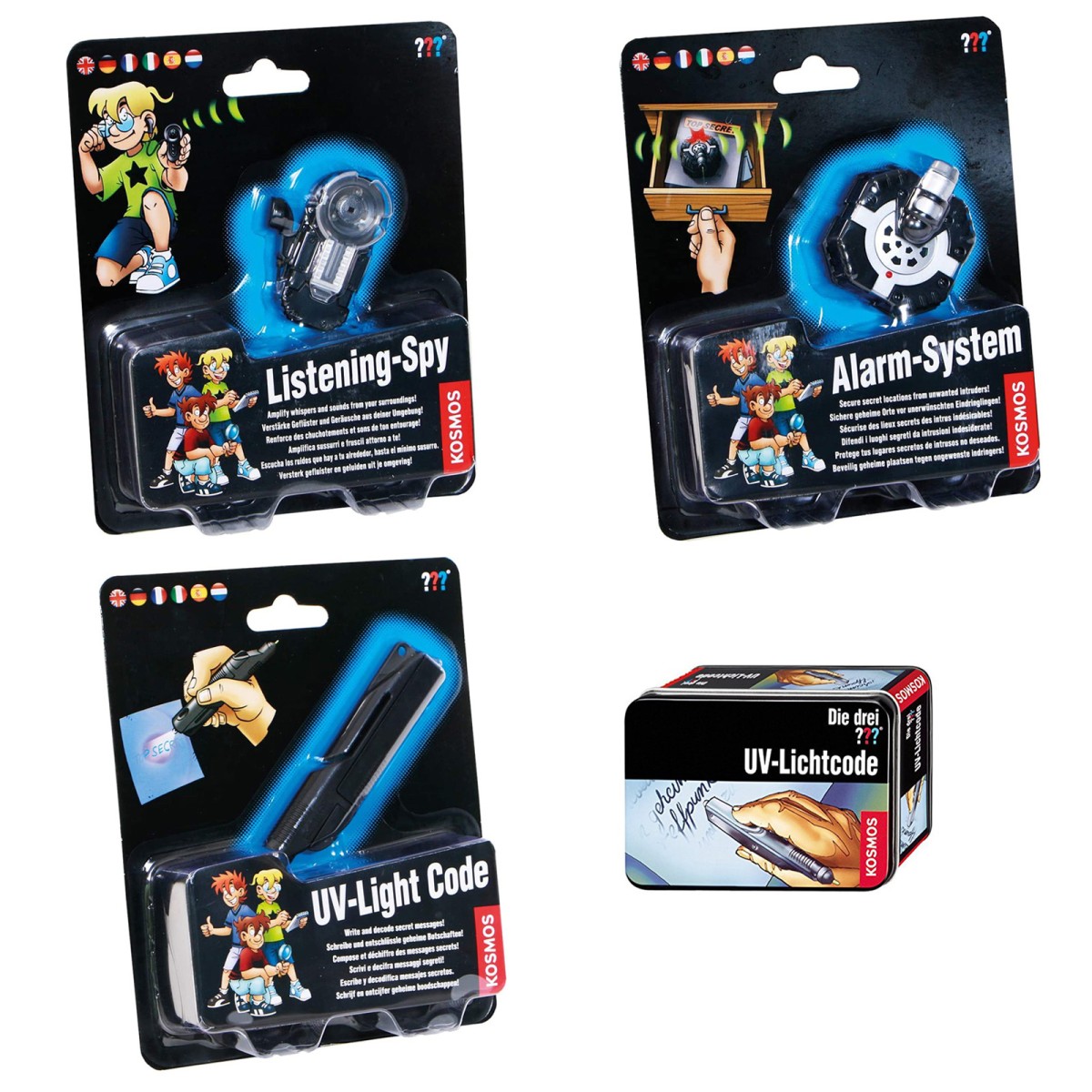 SPAR-SET 194298 - Kosmos - Die drei ??? - Detektiv-Set mit UV-Lampe, Gangster-Alarm und Hörspion