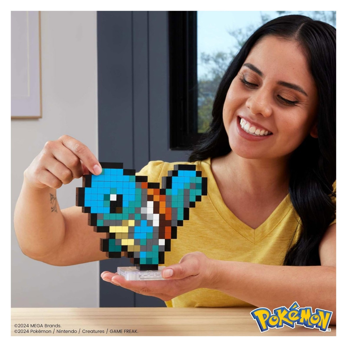 Mattel HTH77 - Mega - Pokémon - Schiggy Pixel Art Bauspielzeug-Set (367-teilig)