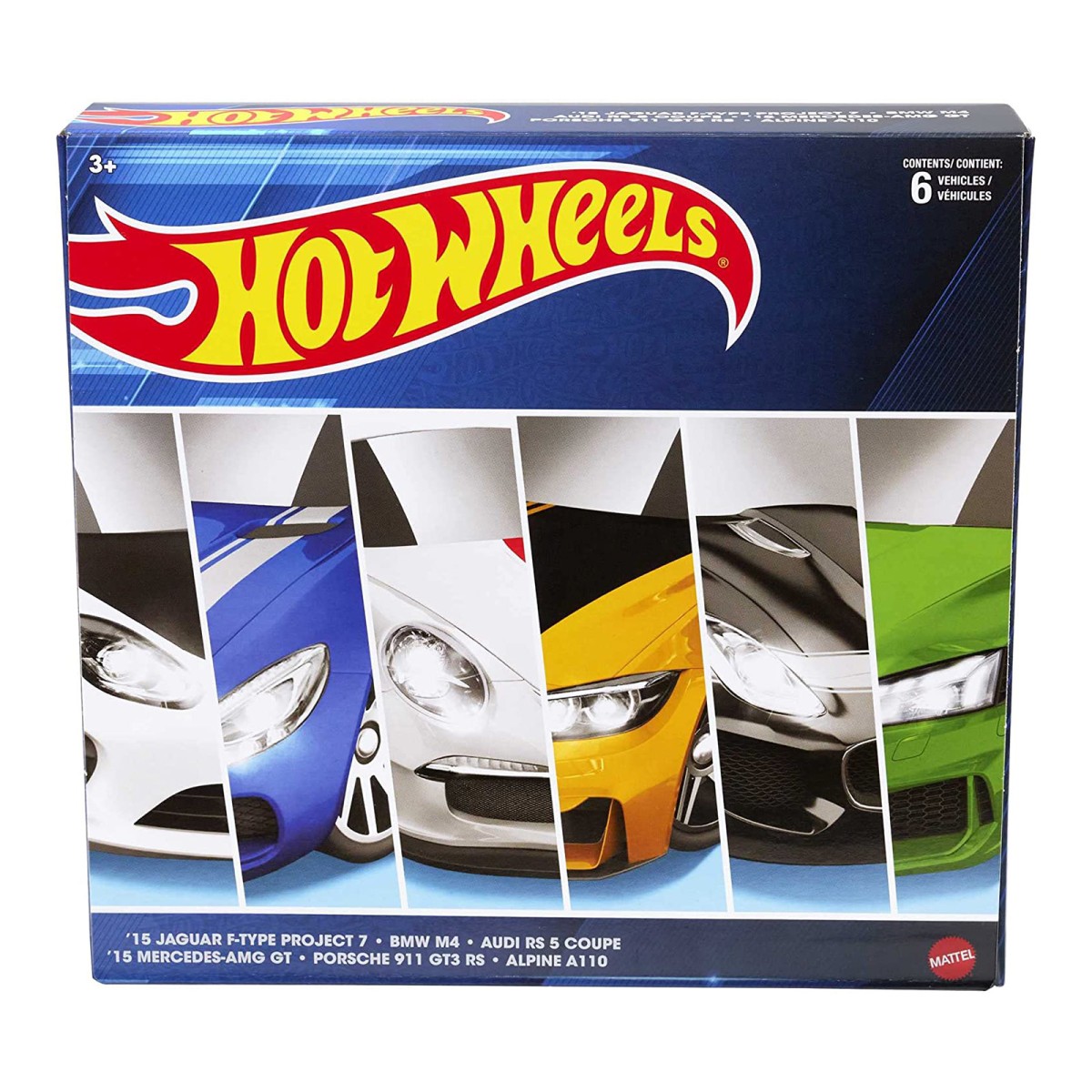 Mattel HDH51 - Hot Wheels - Die Cast-Fahrzeuge, 1:64, 6er-Pack, European Cars