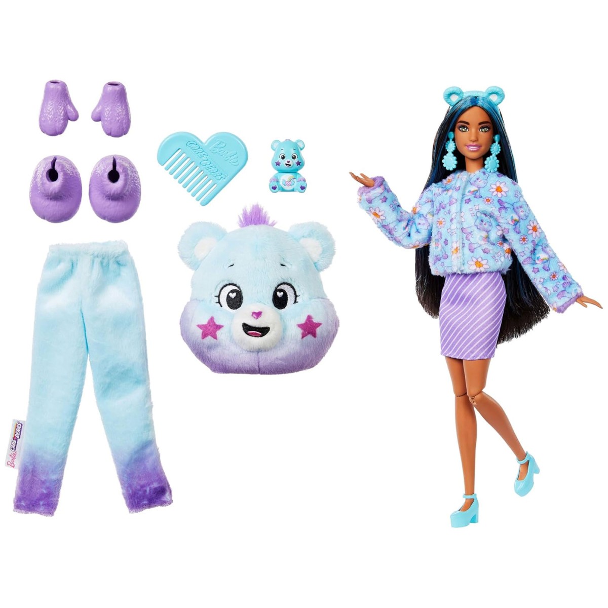 Mattel JFV61 - Barbie - Cutie Reveal - Care Bears - Glücksbärchi - Puppe mit Dream-Bright Kostüm & 10 Überraschungen, Serie 2