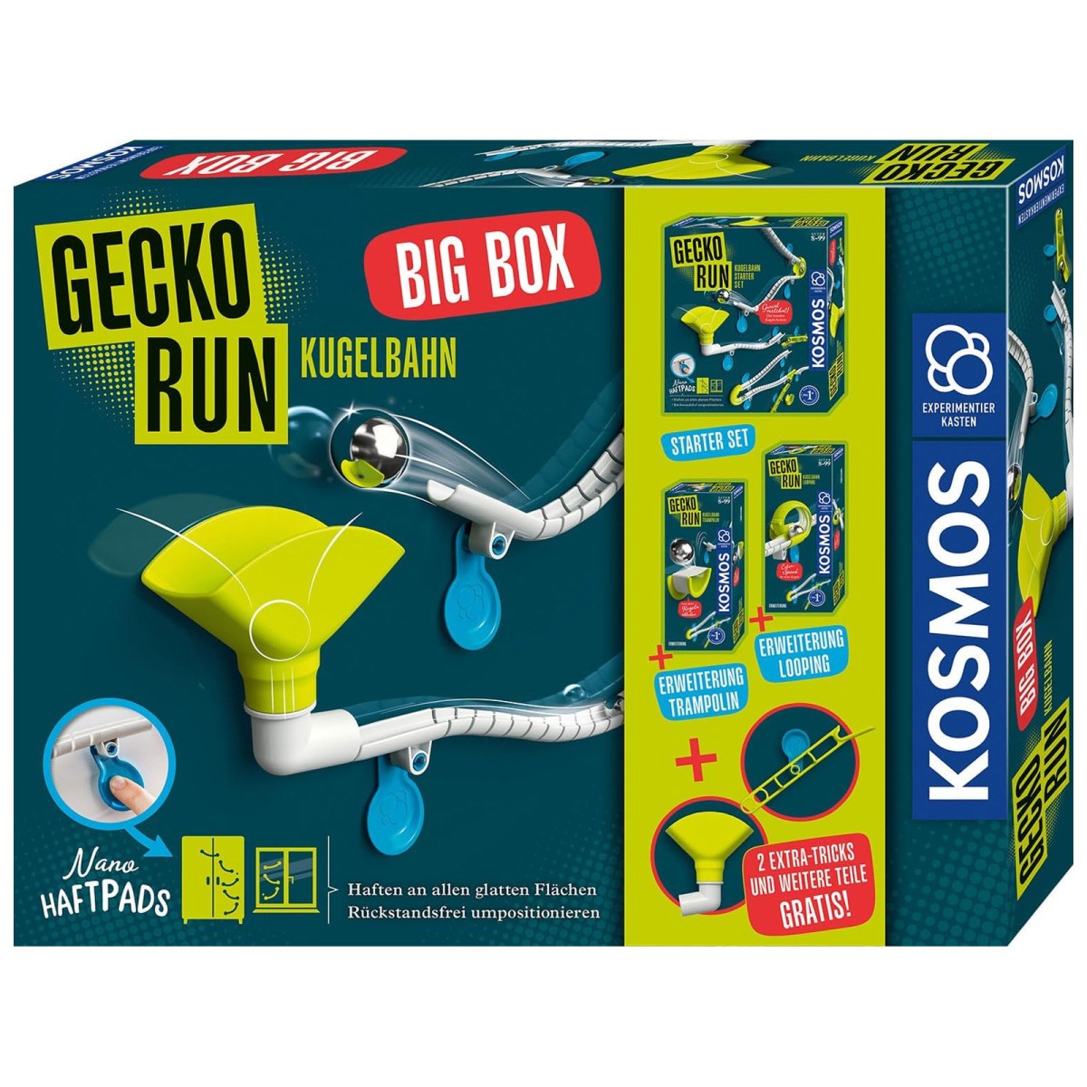 Kosmos 621209 - Gecko Run Starter Set – Die flexibelste Kugelbahn für kreative Bauideen!