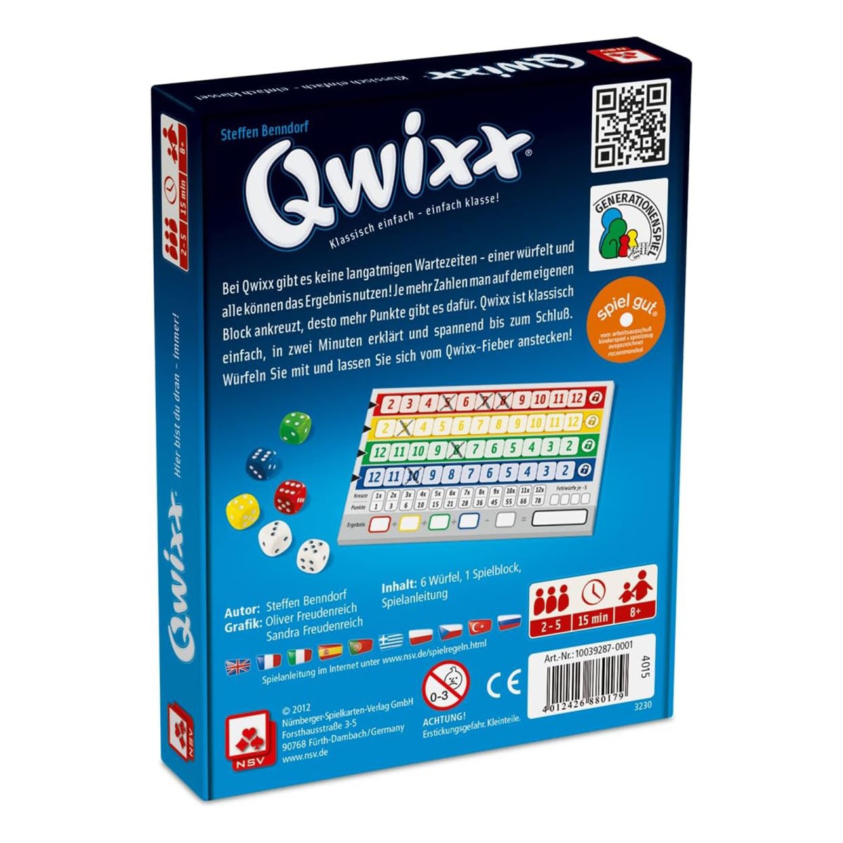 Nürnberger Spielkarten 10039287-0001 - Würfelspiel, Qwixx
