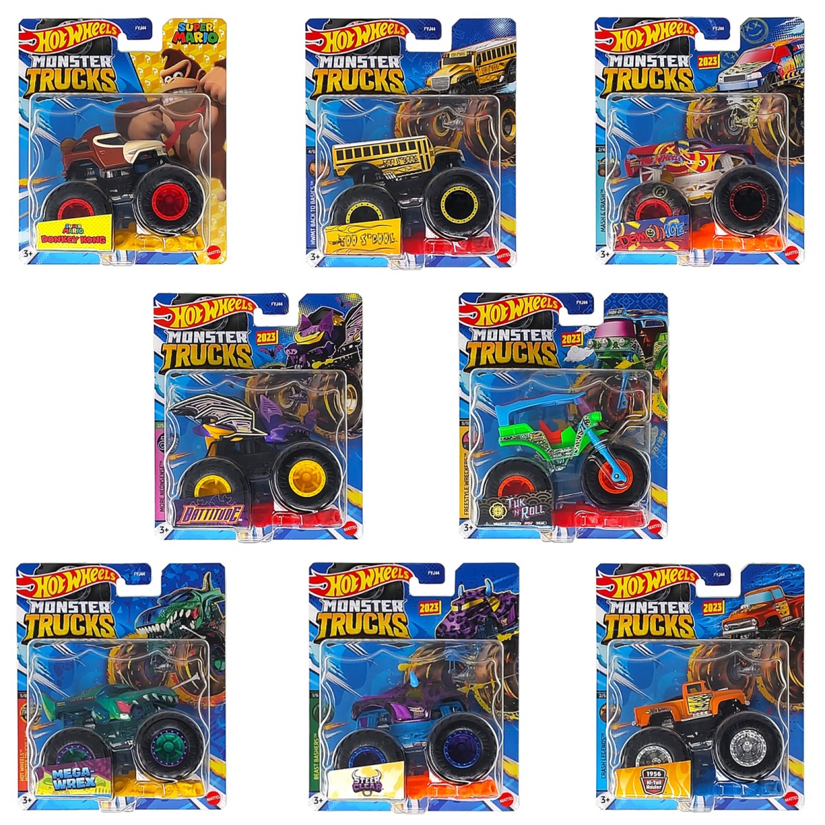 Mattel FYJ44-BUNDLE sort. - Hot Wheels - Monster Trucks, 1:64, 8er-Pack