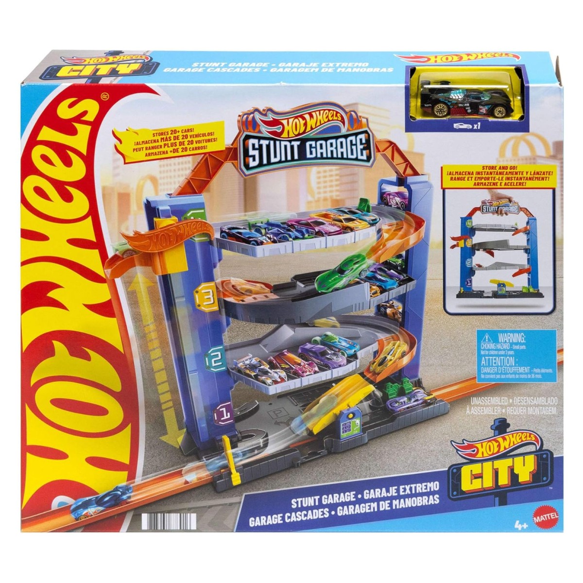 Mattel GNL70-1 - Hot Wheels City - Spielset mit einem Fahrzeug, Stunt-Garage